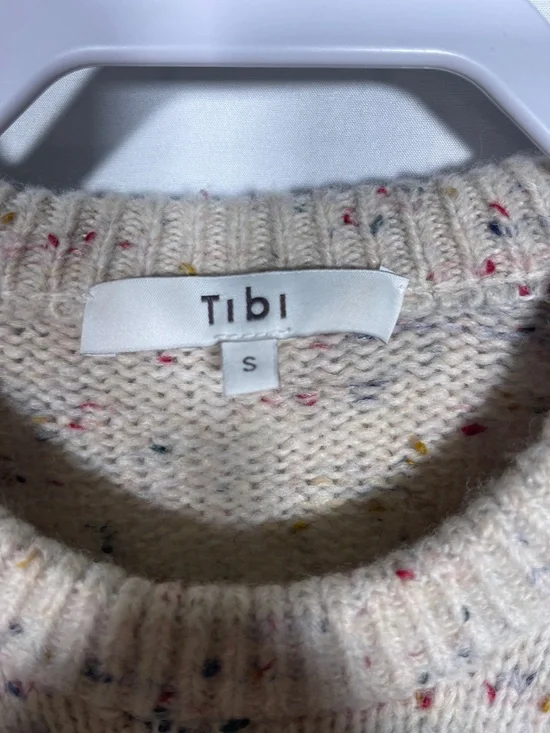 TIBI WOMENS WOOL CONFETTI SPECKLE CREWNECK SWEATER CREAM SMALL - Picture 3 of 6